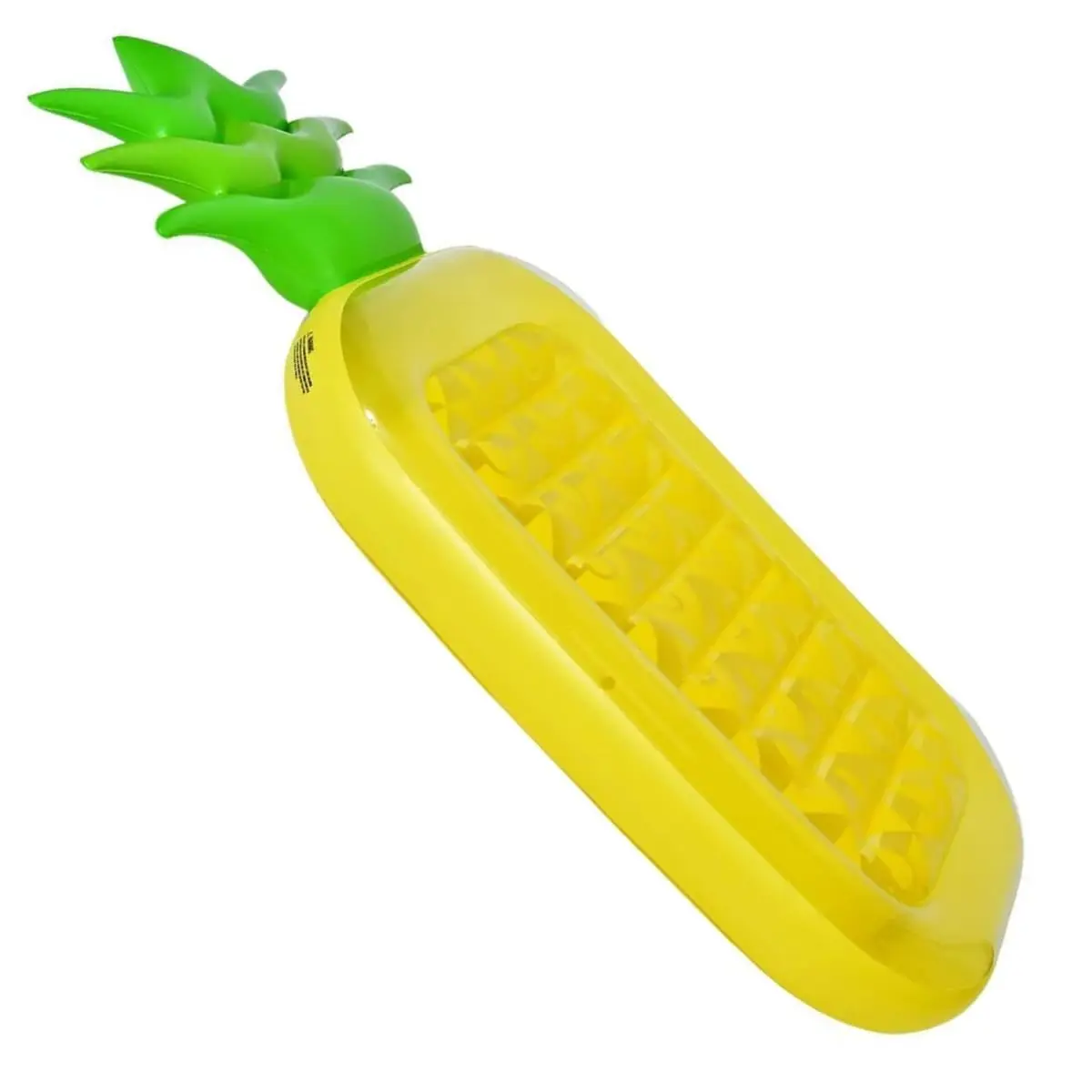 Boia Inflável Abacaxi Gigante 188x79cm Piscina Praia PVC Amarelo Verde | Estrutura interna ondulada que aumenta o apoio para costas e pernas