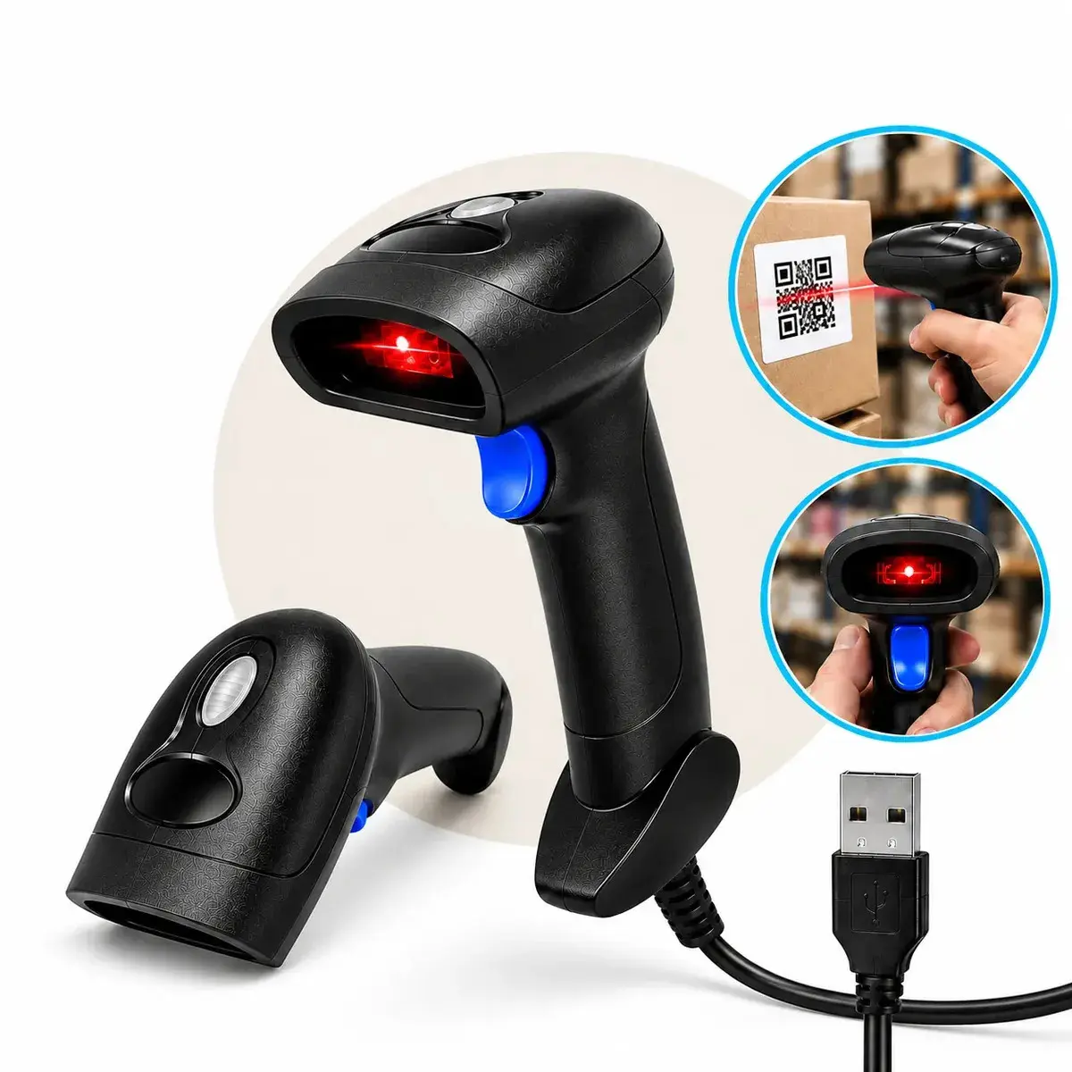 Leitor de Código de Barras Bahrein BAH-102 2D, USB com Fio, para PDV e Estoque
