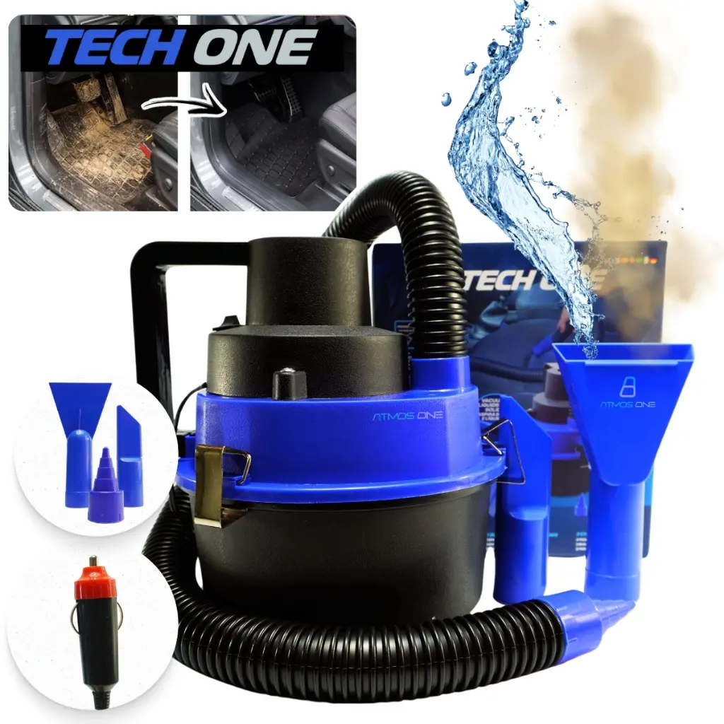 Aspirador De Pó E Líquido Automotivo 12v Tech One Portátil Potente Turbo Veicular 90W Para Carro
