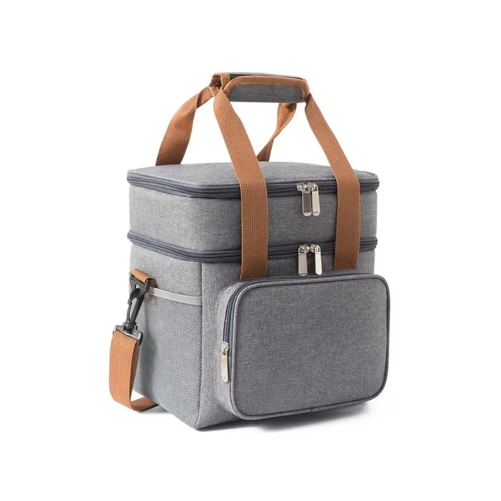 Bolsa Térmica Grande Espaçosa Dois Compartimentos Lancheira Para Marmita, Passeio, Escola, Faculdade, Trabalho Bolsa Para Marmita, PREMIUM (Cinza)