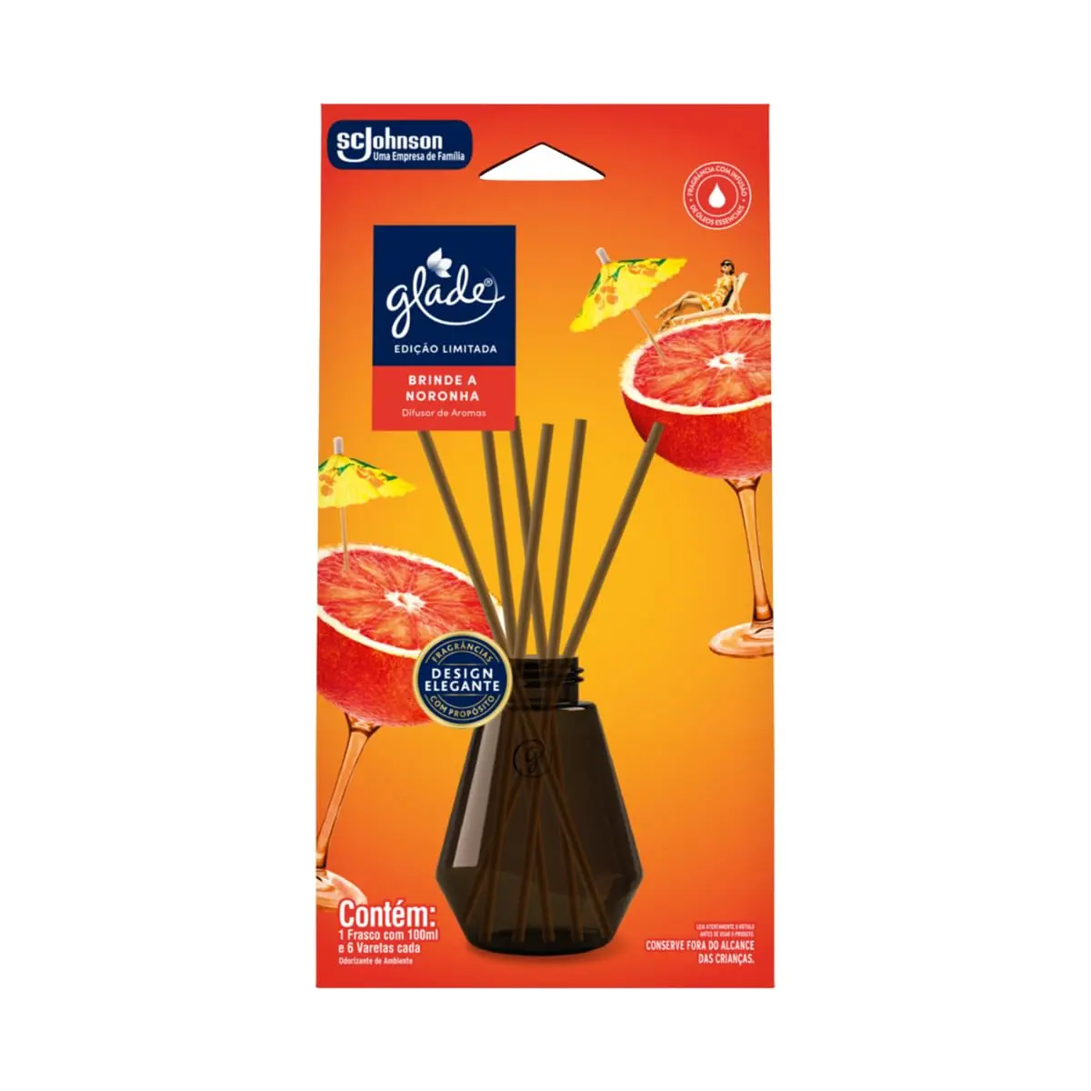 Glade Difusor de Ambiente com Óleos Essenciais, Edição Limitada Noronha, 100ml e 6 Varetas - 1