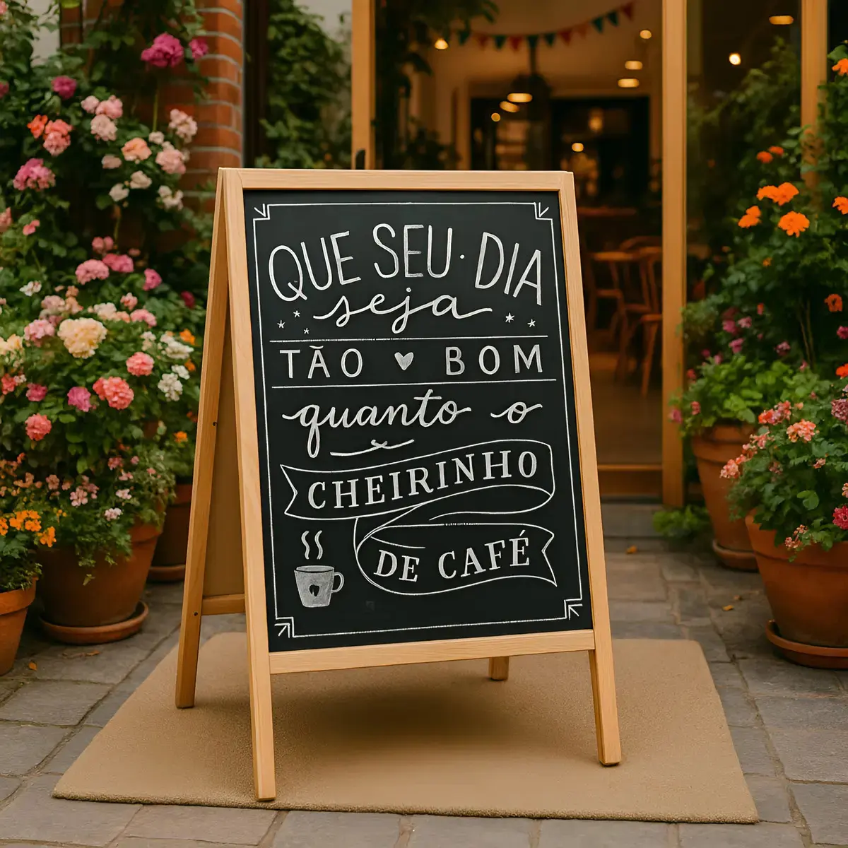 Lousa Cavalete Quadro Negro Gourmet 72,5cm Café Festa Evento Marrom-claro