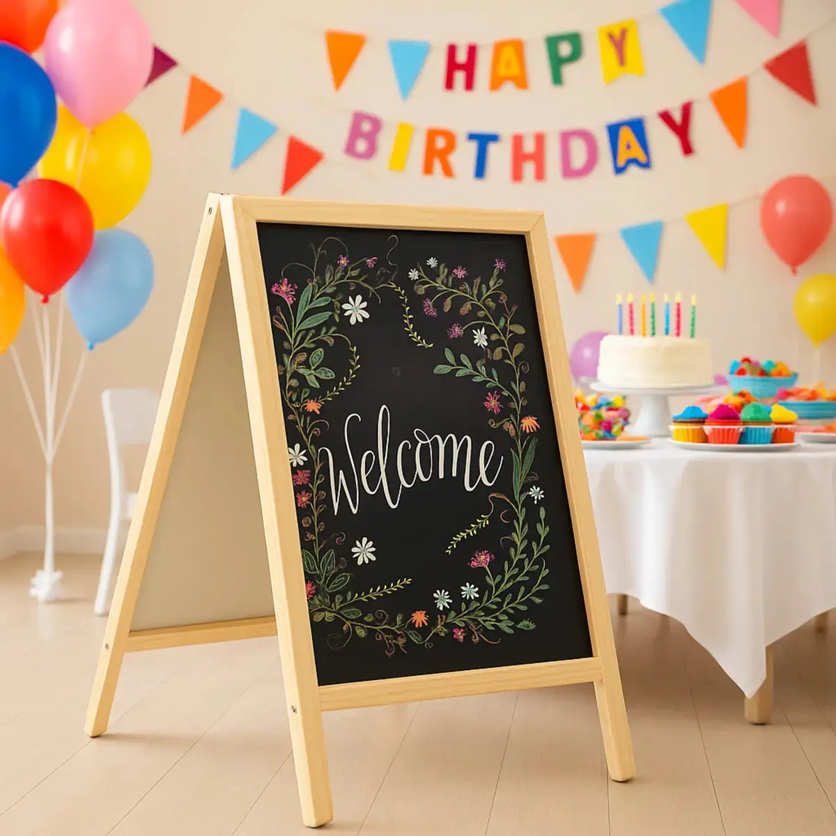 Lousa Cavalete Quadro Negro Gourmet 72,5cm Café Festa Evento Marrom-claro thumbnail 5