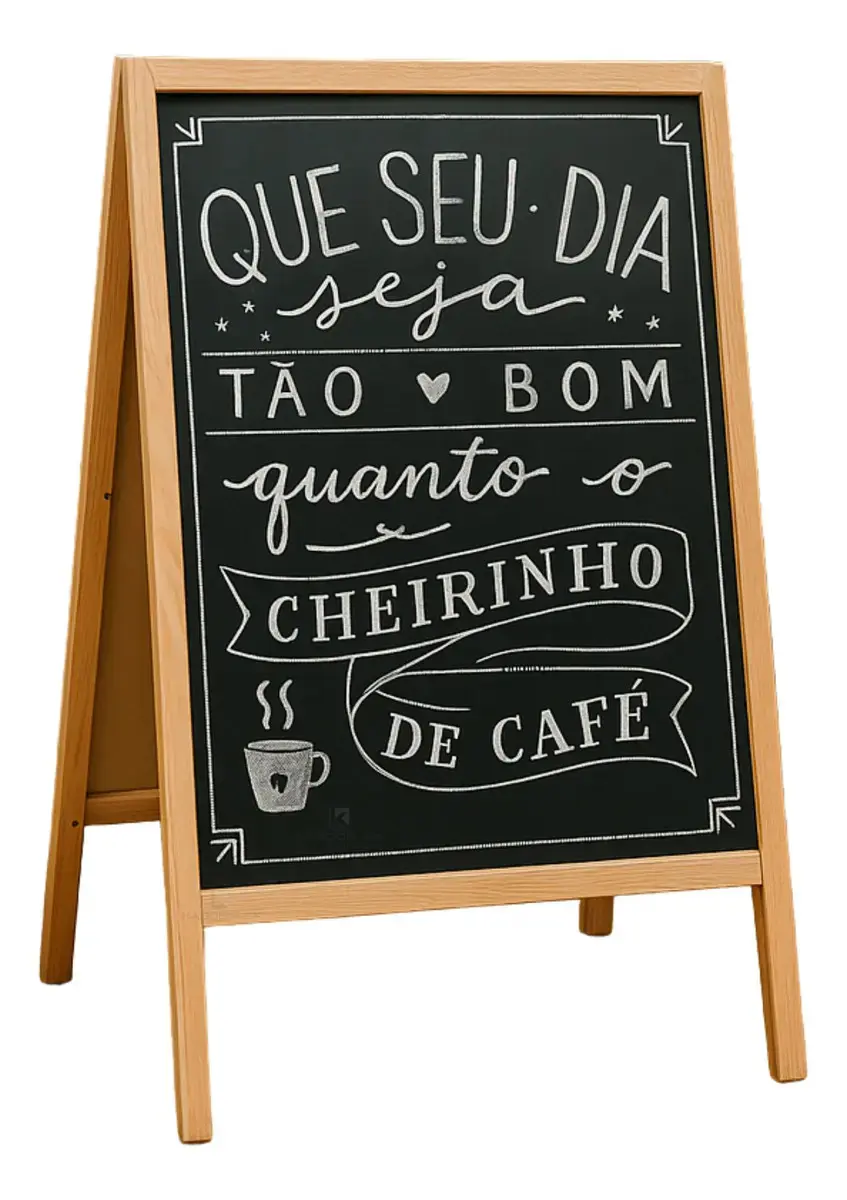 Lousa Cavalete Quadro Negro Gourmet 72,5cm Café Festa Evento Marrom-claro thumbnail 6