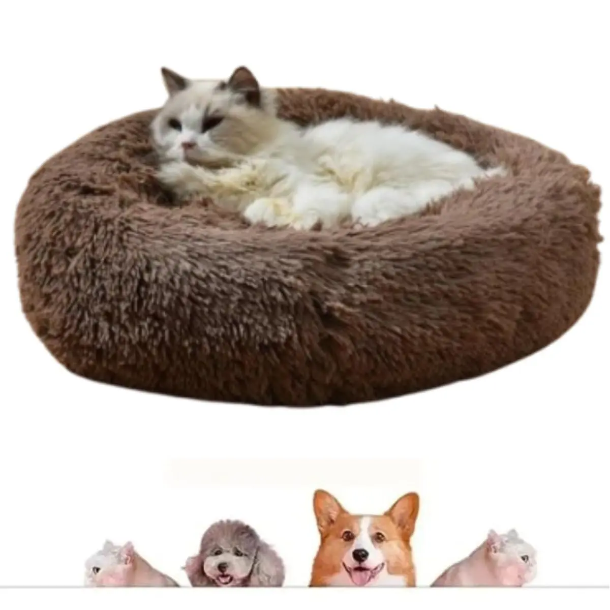 Caminha Nuvem Cama Pet Redonda Pelucia Para Cães Gatos DONUT CASINHA TODA ACOLCHOADA FUNDO ANTIDERRAPANTE DONUT CAMINHA CASA CASINHA NINHO QUALIDADE PREMIUM Tam M (CHOCOLATE)