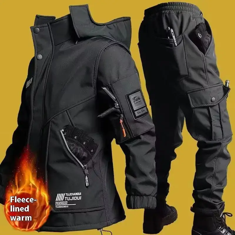 2025 jaqueta de motocicleta masculina com outono e inverno conjunto de treinamento de veludo anti-desgaste impermeável resistente ao frio jaqueta presentes de férias