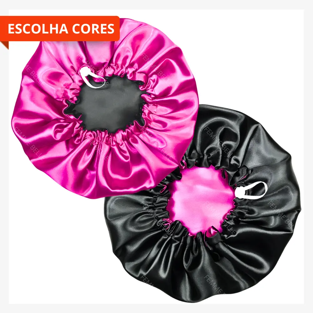 Touca de Cetim Dupla Face Ajustável + xuxinha - 1