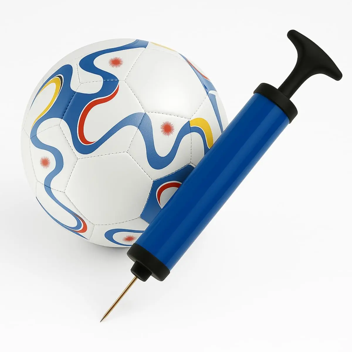 Kit Bola De Futebol Campo Profissional Nº5 + Bomba De Ar Manual Com Bico, Alta Durabilidade, Ótimo Controle E Inflagem Rápida, Ideal Para Treinos, Jogos, Esportes E Diversão Em Cores Sortidas.