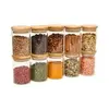 Kit 10 Potes de Vidro 250ml com Tampa de Bambu - 1