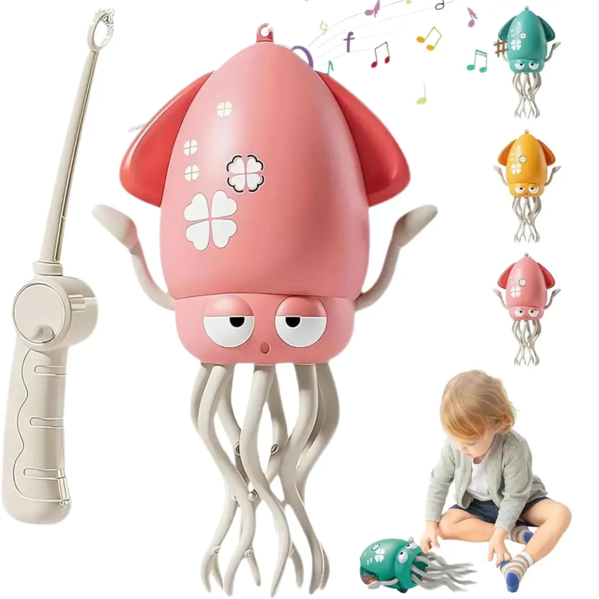 Brinquedo Interativo Lula Polvo Elétrico Dançante com Luzes, Música e Cabo USB – Divertido e Educativo para Crianças (Rosa) - 1