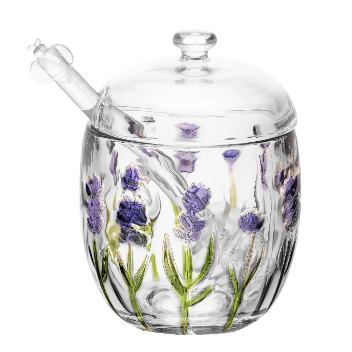 LYOR - Meleira de Cristal com Pegador Lavanda Hand Painting 8,5cm x 11cm