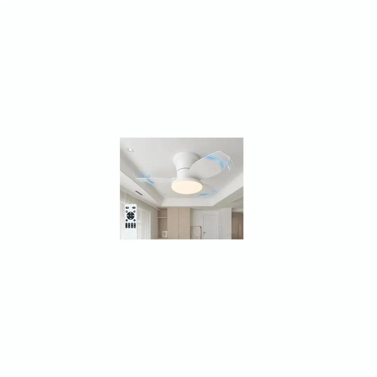 Ventilador de Teto com Luz, 110v-220v Ventilador de Teto com Controle Remoto, 6 Velocidades, 3 Colors Lâmpadas, 25 Pulgadas 3 lâminas, Ideal para cozinha quarto restaurante terraço