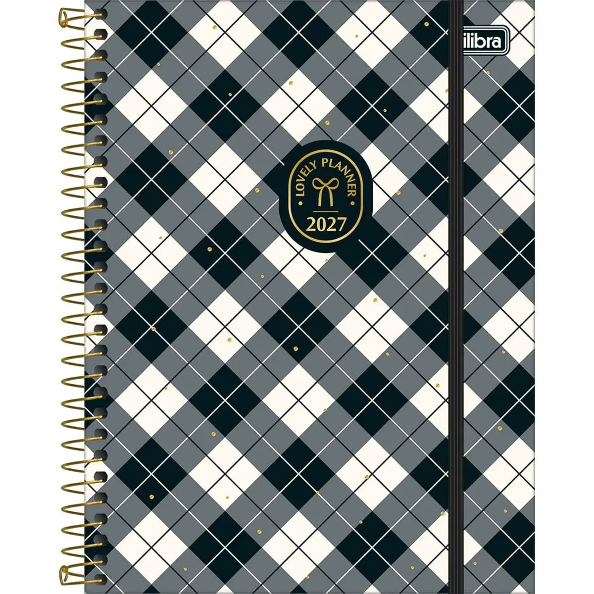 Tilibra - Planner Espiral 17,7 x 24 cm West Village 2027 - Xadrez Preto e Branco - 1