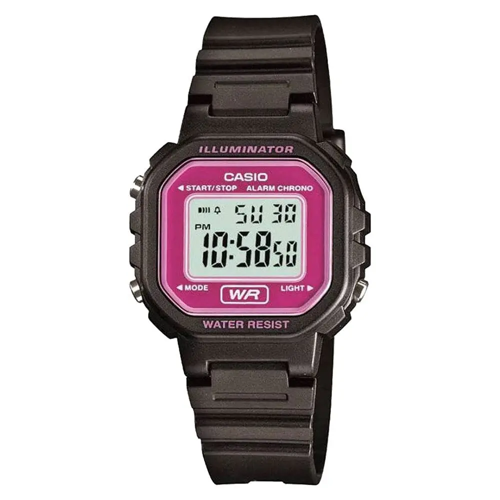 Relógio Feminino Digital Casio LA-20WH-4ADF - Preto/Lilás | Casio LA-20WH-4ADF com Calendário Automático e Alarme