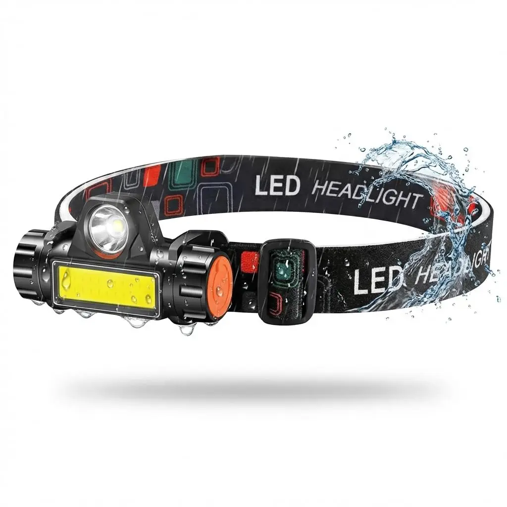 Lanterna De Cabeça Led Potente Recarregável e À Prova D'Água Para Uso em Mecânica Ciclismo Caminhada Trilha Acampamento Pesca Noturna Vigilância Portátil 4 Modos de Iluminação AlverSun - 1