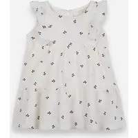 body vestido infantil com algodão e babados cerejas texturizado off white - 1