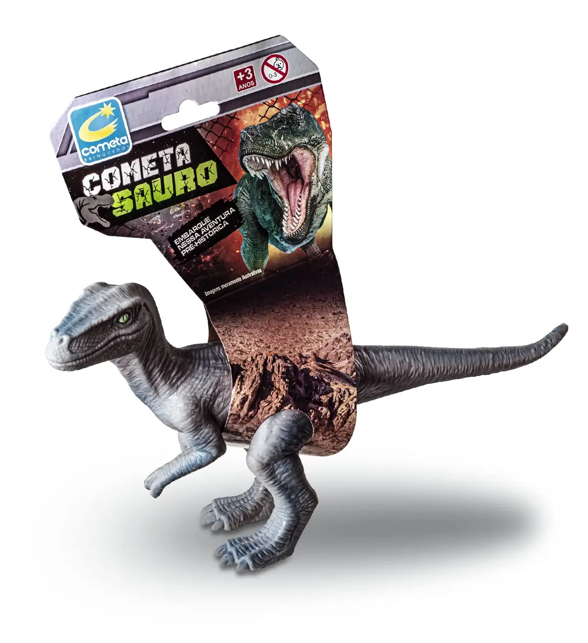 Cometa Sauro Dinossauro Velociraptor Vinil Cartela