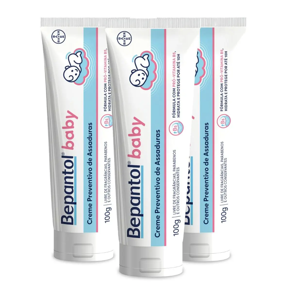 Kit 3 Cremes Pomadas de Assaduras Vit B5 com 100g cada, Total 300g - Bepantol Baby - 1