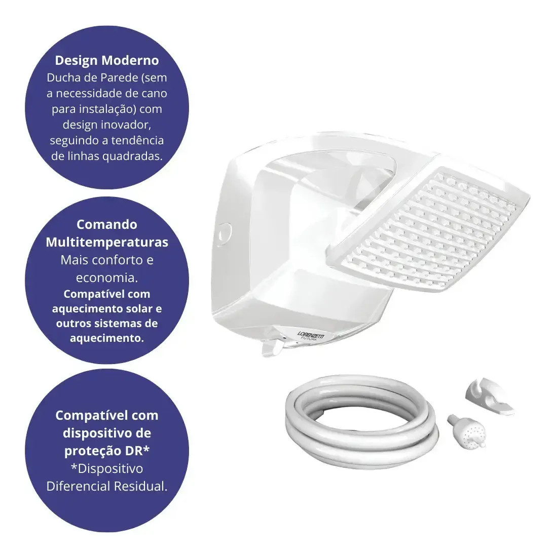 Lorenzetti Futura Ducha de Parede Multitemperaturas Design Moderno Branco 7500W thumbnail 9