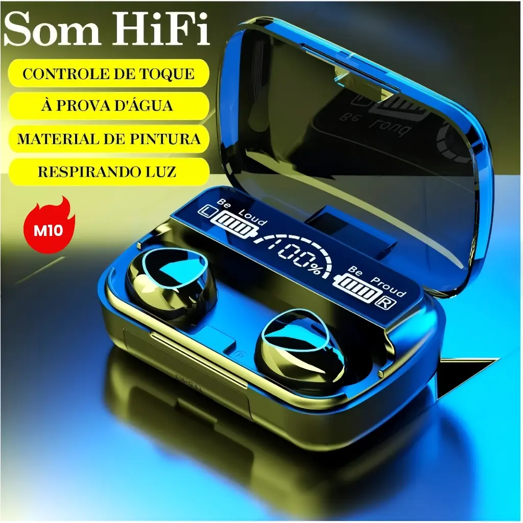 Fone M10 Fone De Ouvido Bluetooth Sem Fio Sem Fio Tws Estéreo Power Bank