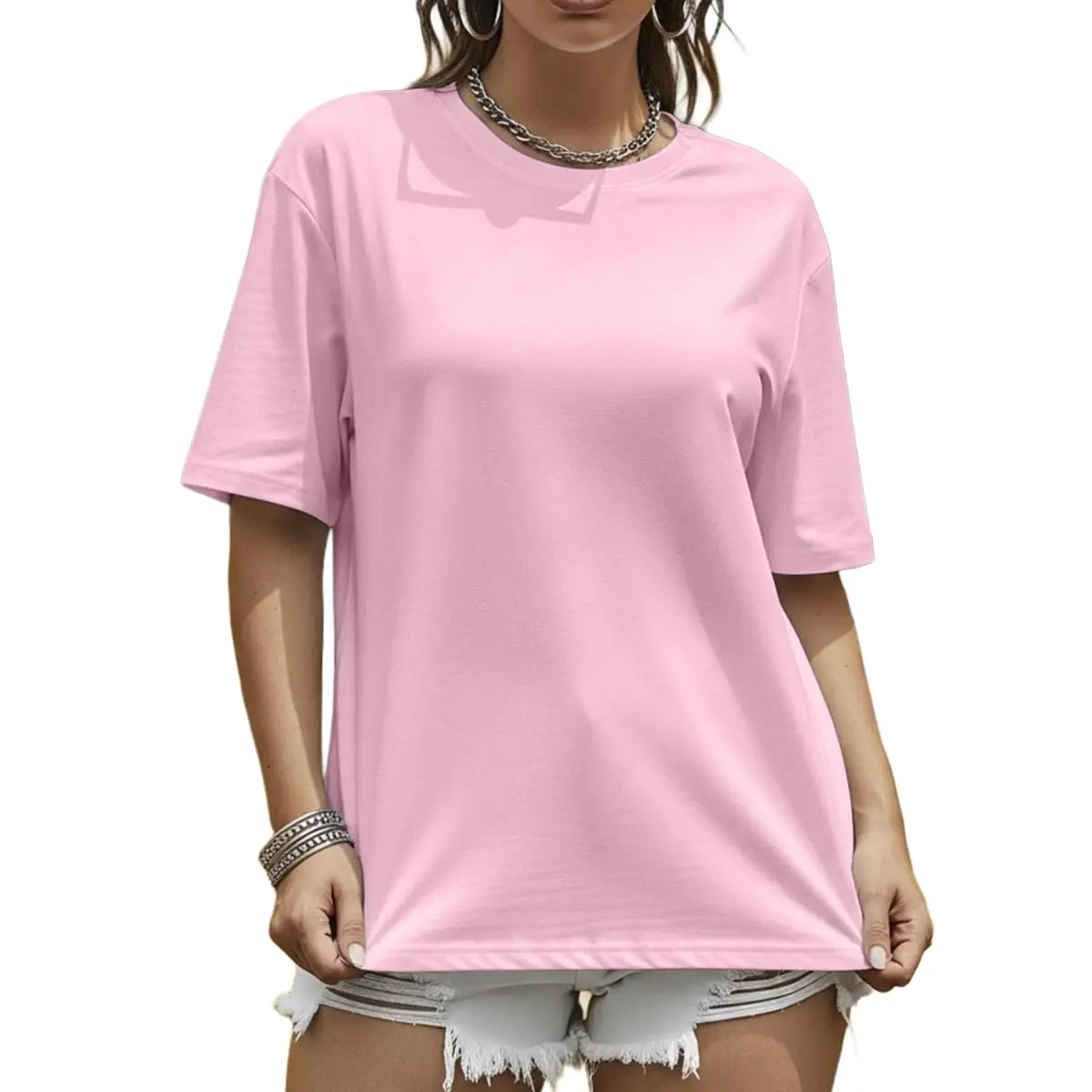 Camiseta Feminina Oversized Básica Blusa Sem Estampa Lisa T Shirt Confortável Moda Casual Moderna