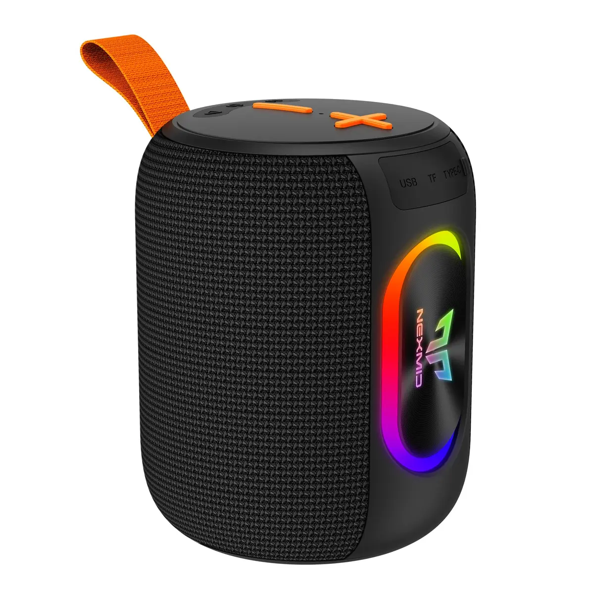 NEXMIDIO Caixa de Som Bluetooth Portátil com Luzes RGB, TWS, Rádio FM, Cartão TF e USB, IPX6 à Prova d’Água, Bateria de Longa Duração – Ideal para Praia, Festa, Churrasco, Piscina e Acampamento (B07)