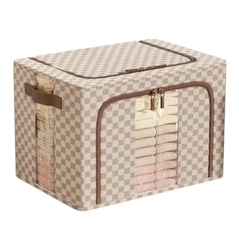 Caixa Organizadora Dobrável 66L com Visor Transparente para Roupas, Edredom, Lençol e Brinquedos 50 x 40 x 33 cm(CINZA) - 1