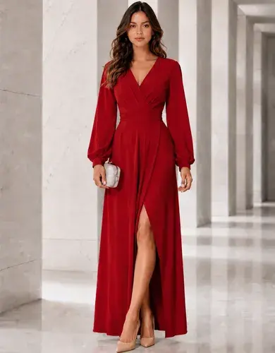 Vestido Longo Transpassado Festa Madrinha Casamento Decote V