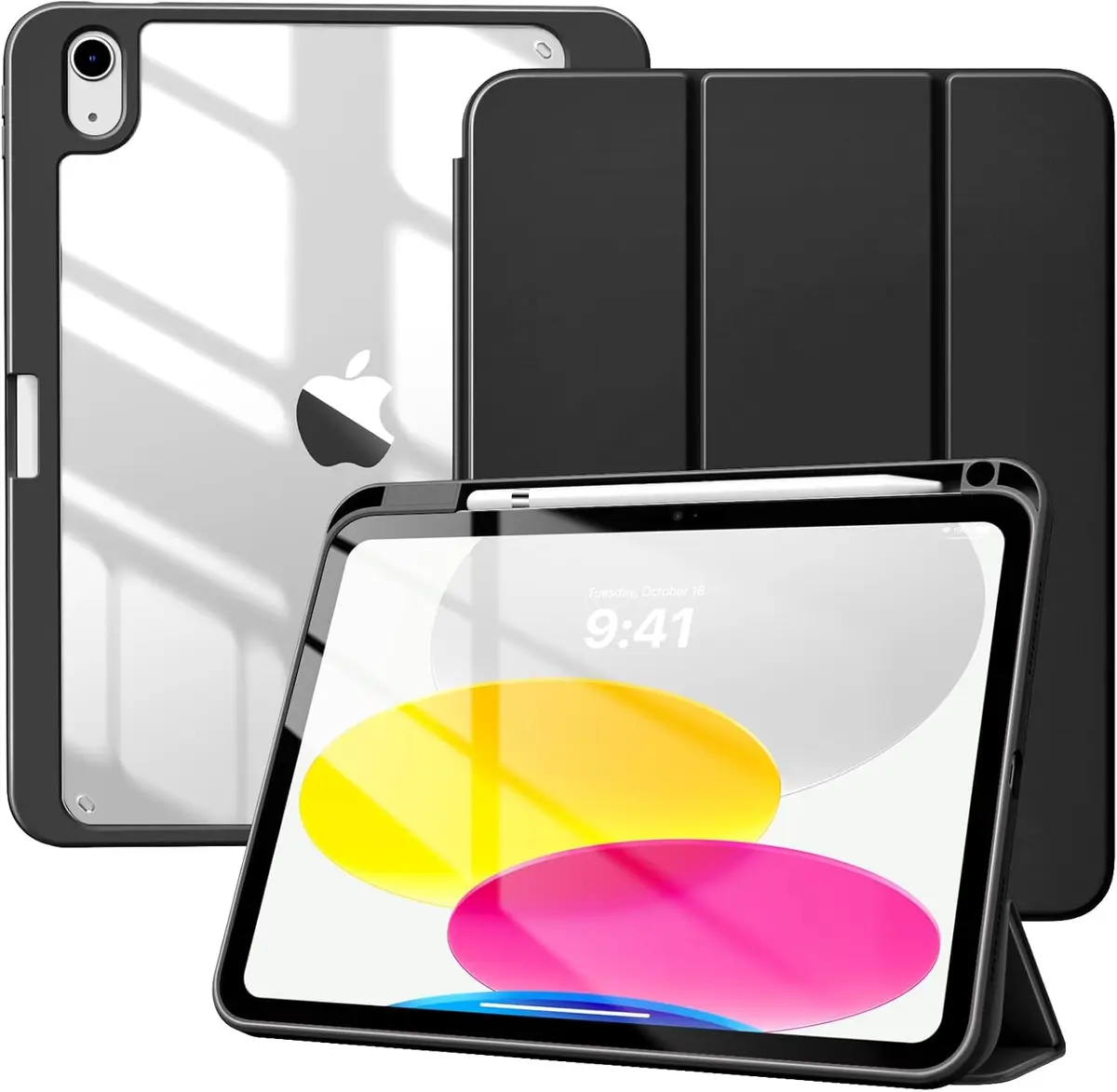 Bettdow Capa para iPad Air 11 Polegadas M4/M3/M2 (2026/2025/2024), iPad Air 5/4 (10,9 Polegadas, Modelo 2022/2020), Case Anti Impacto, Premium Slim,Flexível e portátil, Porta-lápis (Preto)