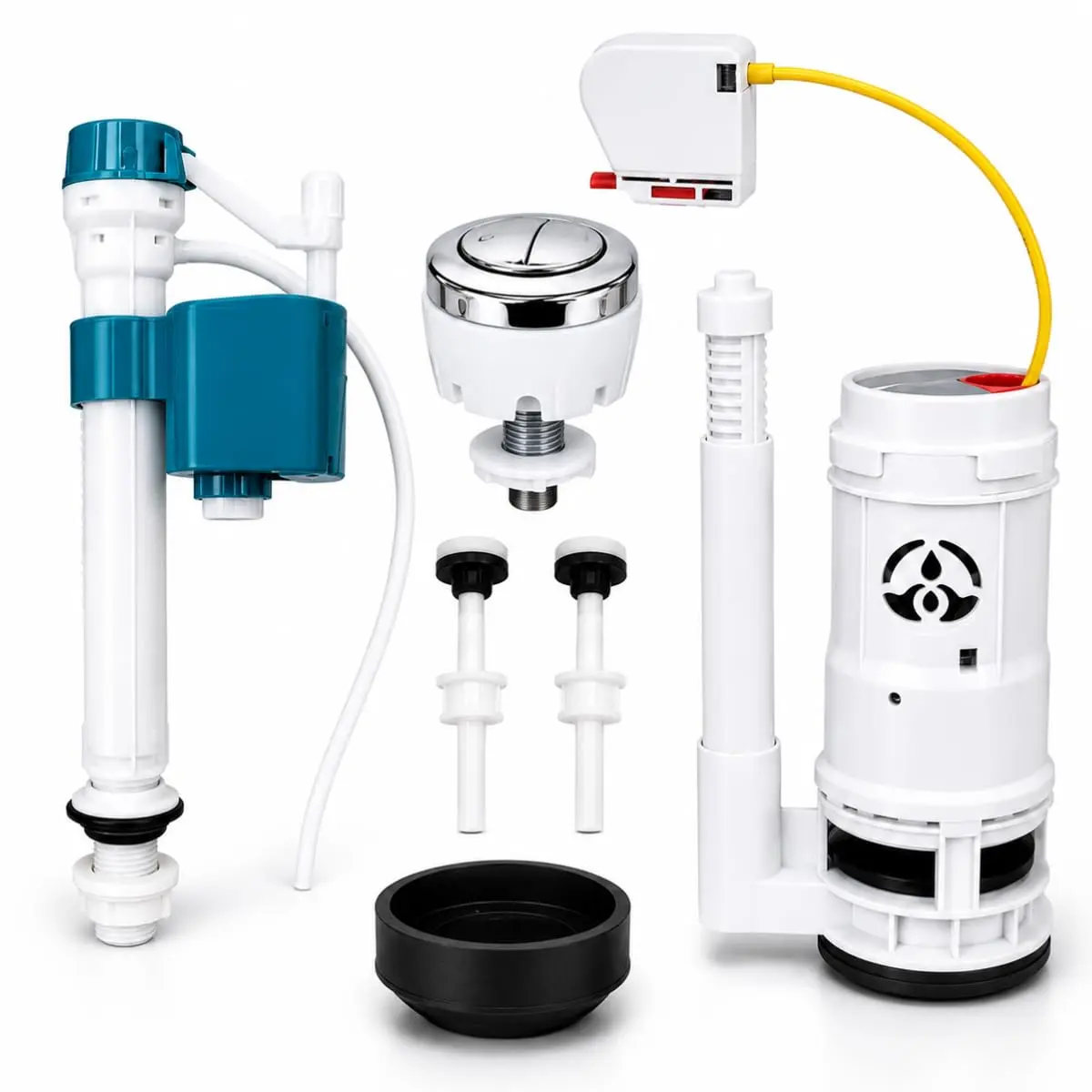 Casa Premier Kit Reparo Caixa Acoplada Universal Turbo Completo, Botão Duplo Dual Flush 3L e 6L, Enchimento Rápido descarga forte Silencioso Anti Vazamento, Boia Inteligente