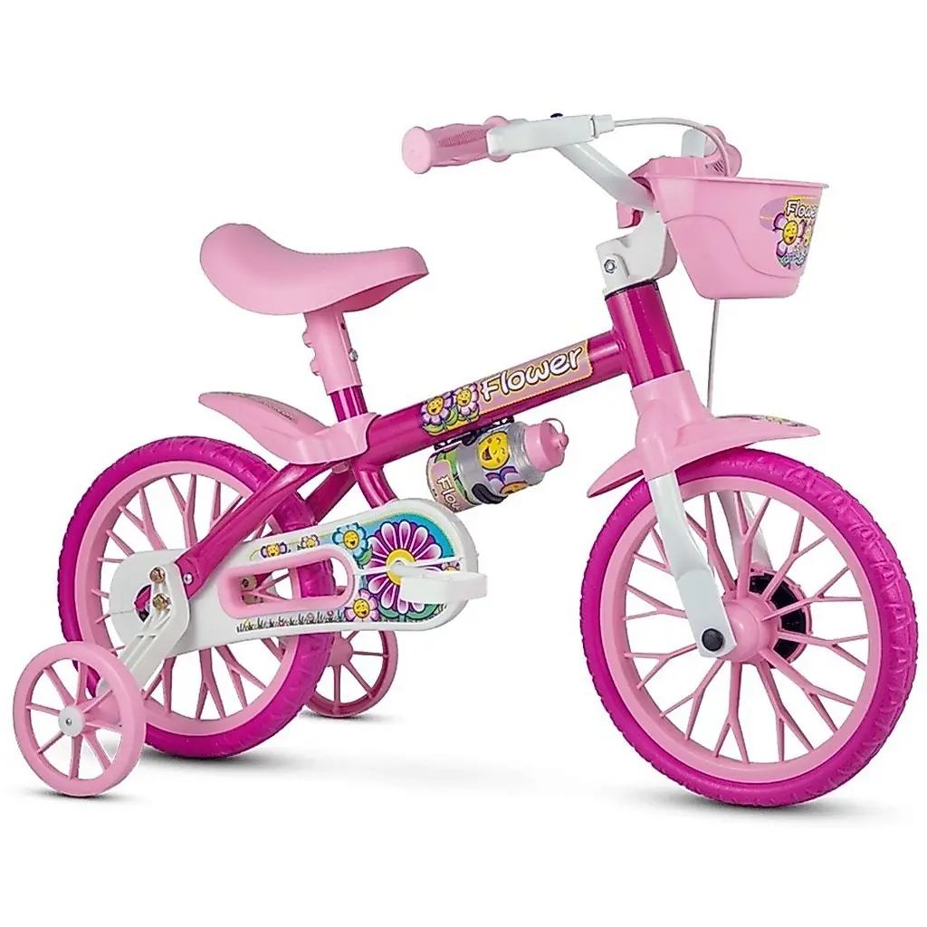 Bicicleta Infantil Aro 12 Freio Tambor 1 Marcha Cestinha Nathor C/ Rodinha Menina de 90cm a 1m - 1