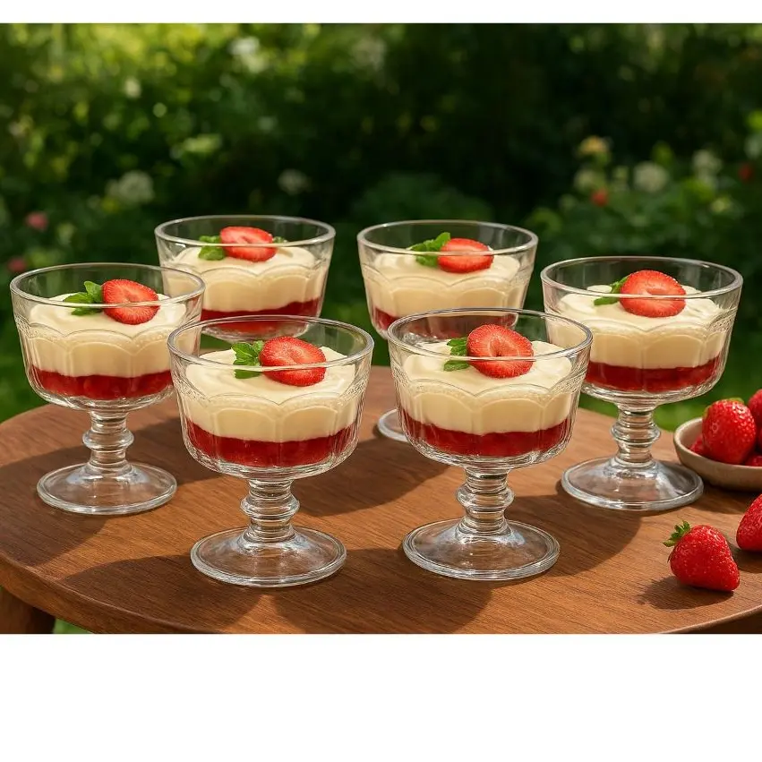 Conjunto 06 Taças de Sobremesa Premium 240 ML em Vidro para Sorvete ou Doces - 1