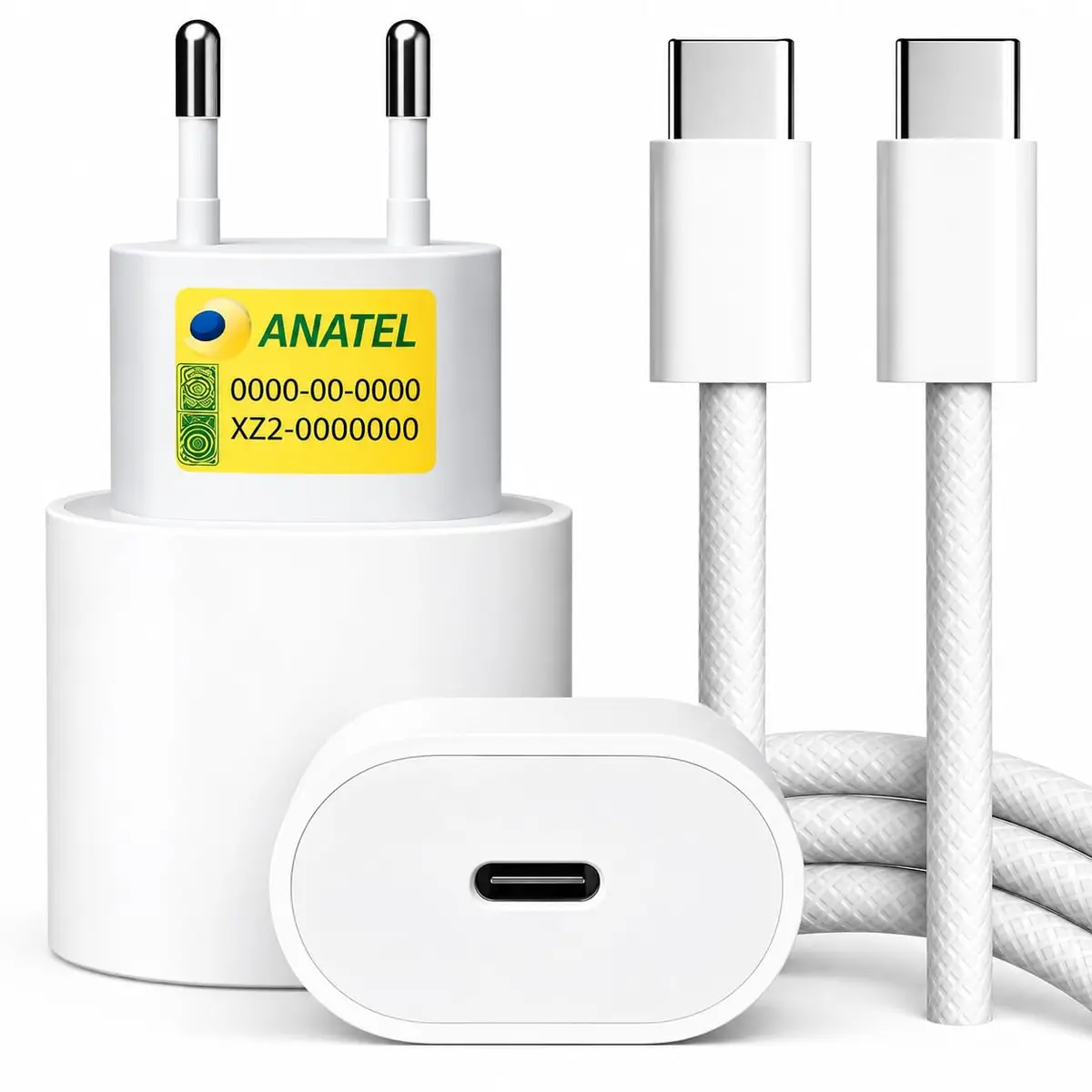 Carregador Turbo 30w Usb-c Com Cabo Tipo C 1 Metro Trançado Branco Fonte De Carregamento Turbo, Alta Potência, Seguro E Compatível Com Iphone 15 16 17, Samsung Xiaomi Motorola LG