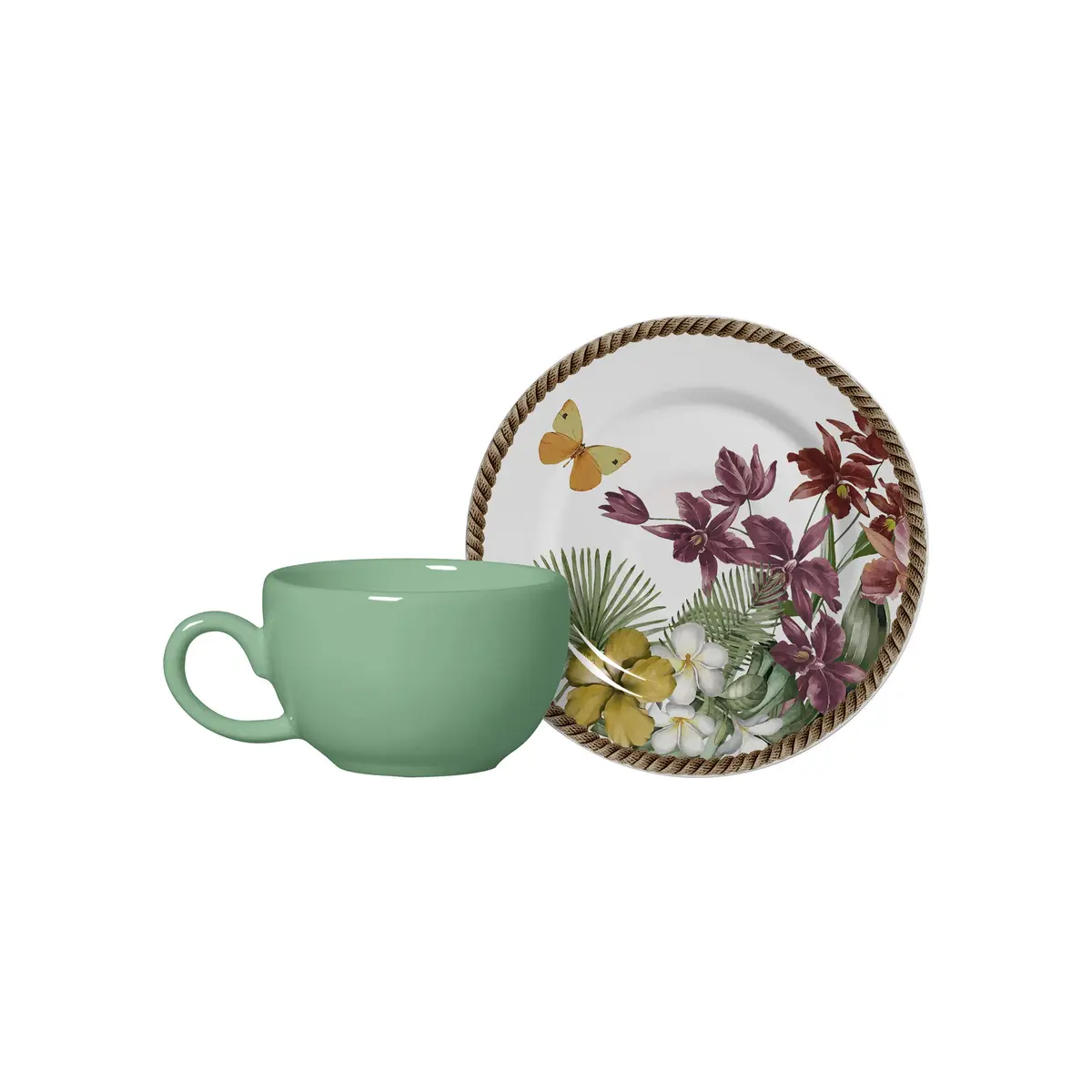 Conjunto Alleanza de 6 Xicaras Café com Pires Tropicos, Padrão