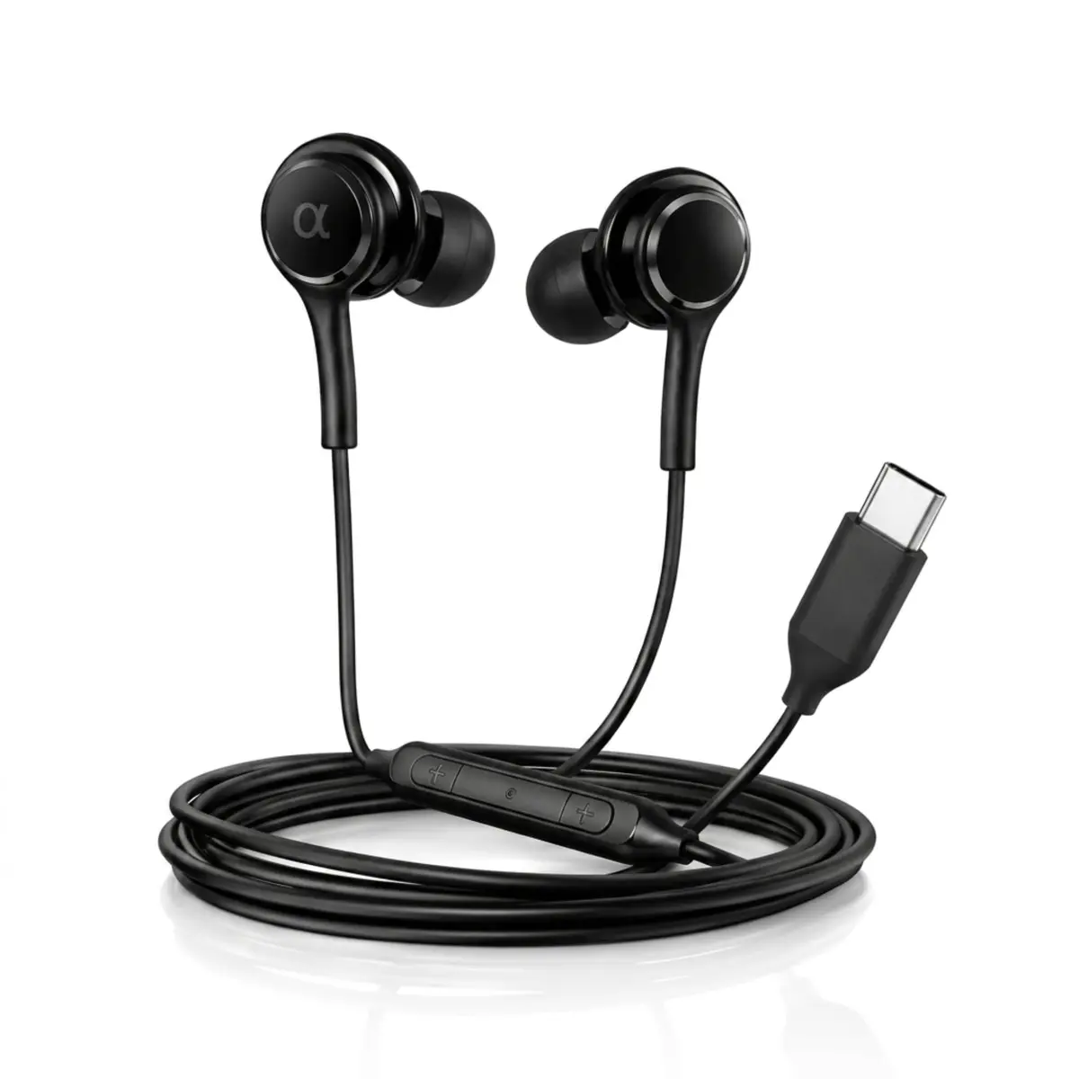 Fone de Ouvido com Fio Tipo C com Microfone Intra-Auricular (Preto Borracha)