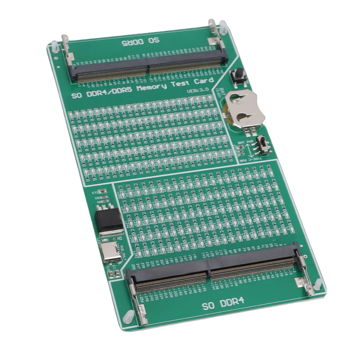 Testador de memória DDR4 DDR5 2 em 1 Analisador de diagnóstico de memória Testador RAM com luz LED para laptop Desktop Server Computer