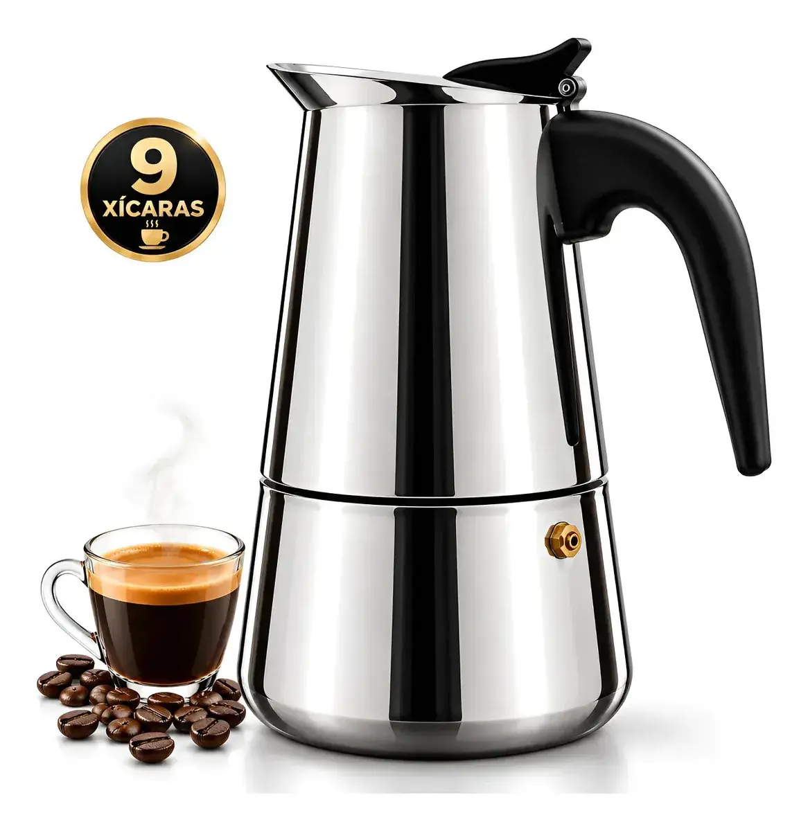 Cafeteira Italiana de Aço Inoxidável 450 mL para 9 Xícaras