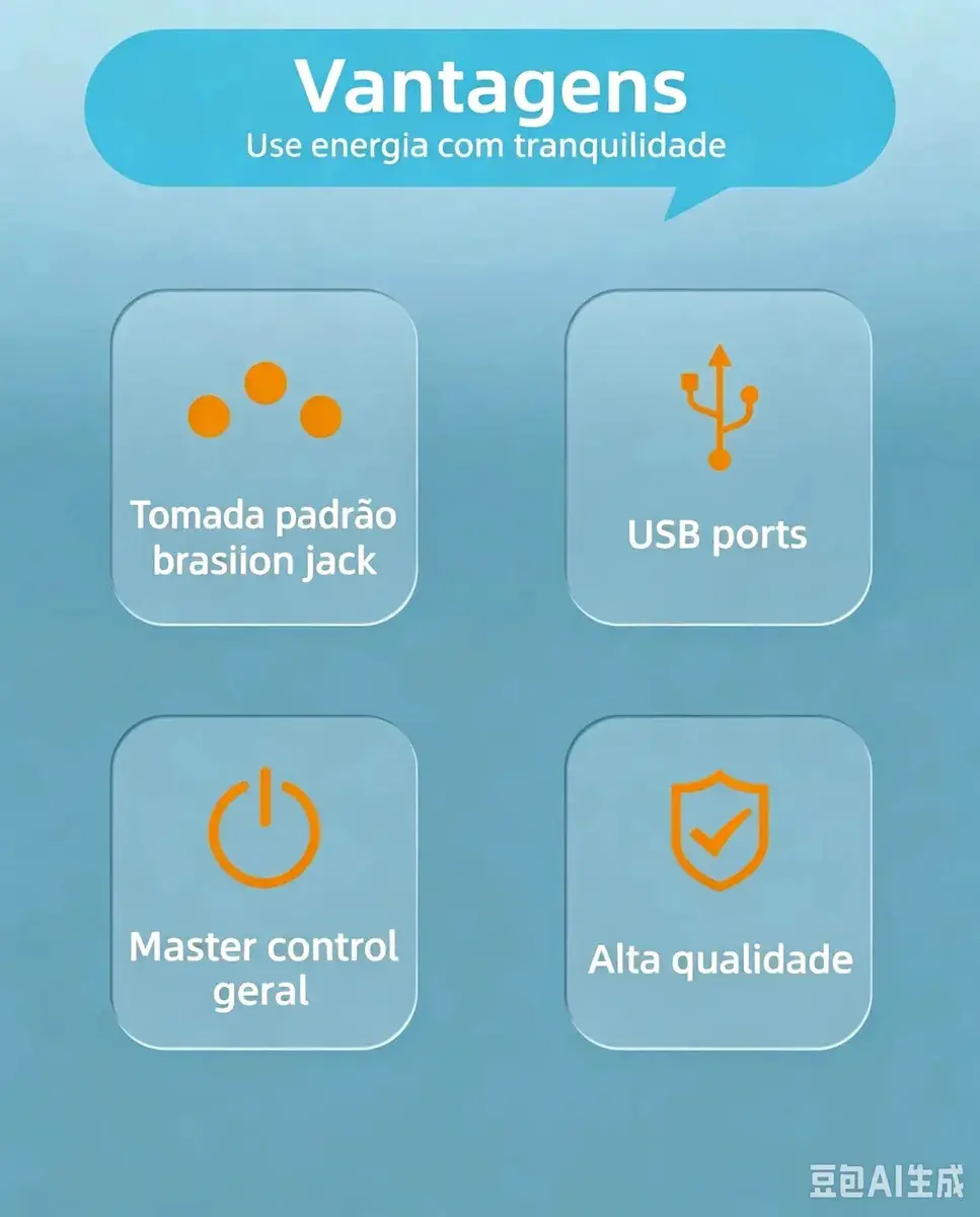 Filtro De Linha Régua Extensão 6 Tomadas E 2 Usb 2 Pd 2500 Watts Equipado Com Um Interruptor De Protecção Automática De Sobrecarga Protetor Elétrico Cabo 2 Metros 10 a Cor Preto-PLUGADO thumbnail 7