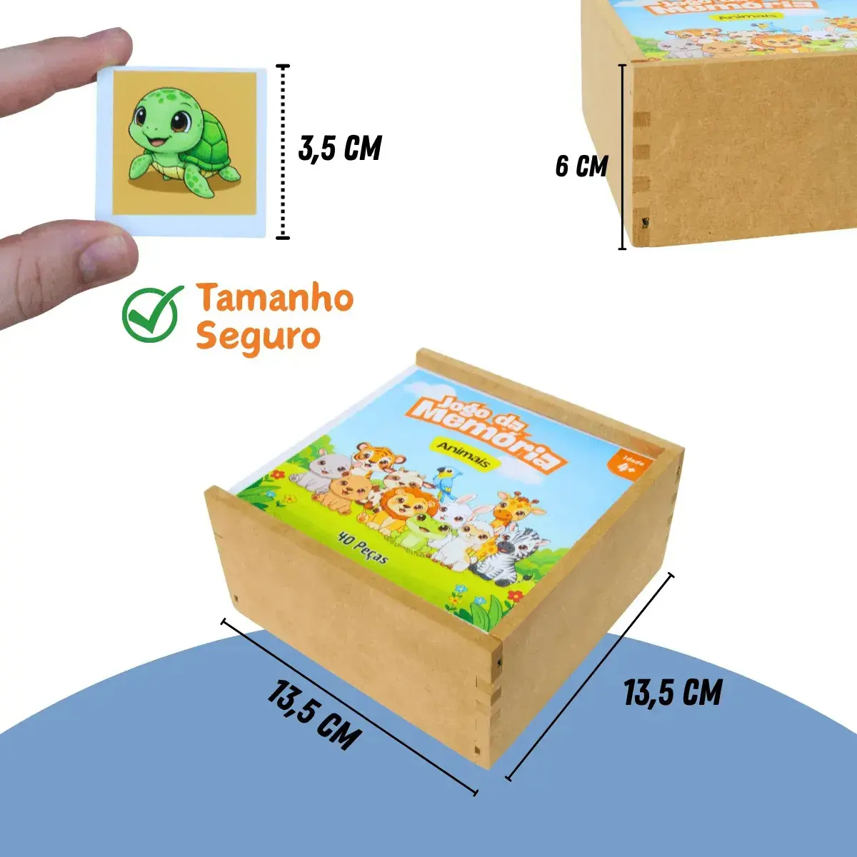 Jogo Da Memória Animais 40 Peças Brinquedo Educativo Infantil Em Madeira Mdf thumbnail 5