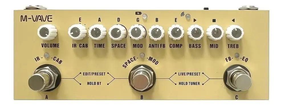 Pedal M-vave Cube Baby Ac Efeitos Reverb Compressor Bluetooth Bege - 1