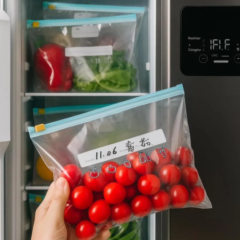 Saco Hermético 20 Unidades Tamanho Pequeno - Saquinho Reutilizável Para Congelar Armazenar e Organizar Alimentos com Zip Abre e Fecha Livre de BPA (TAM P - 14,9x16cm) - 1