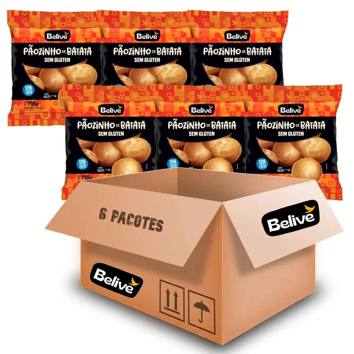 Kit c/ 6und Pãozinho de Batata sem Glúten BELIVE 198g