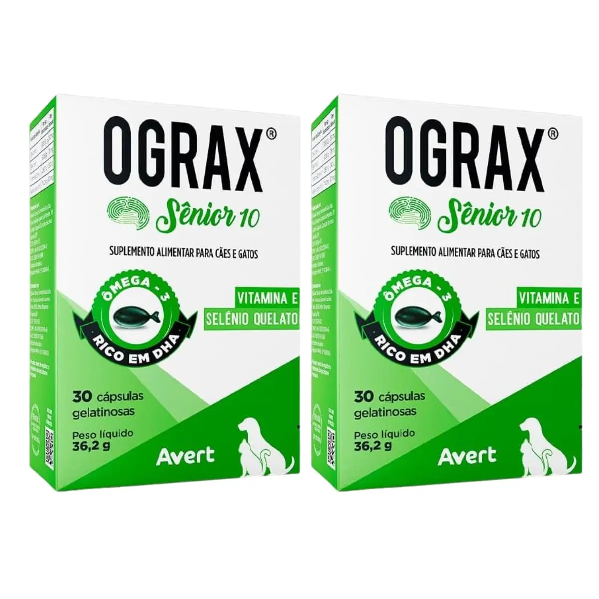 2 Ograx Senior 10 Suplemento Cães Cão Gatos 30 Cápsulas | Suplemento Ômega 3 para Cães e Gatos Idosos - 1