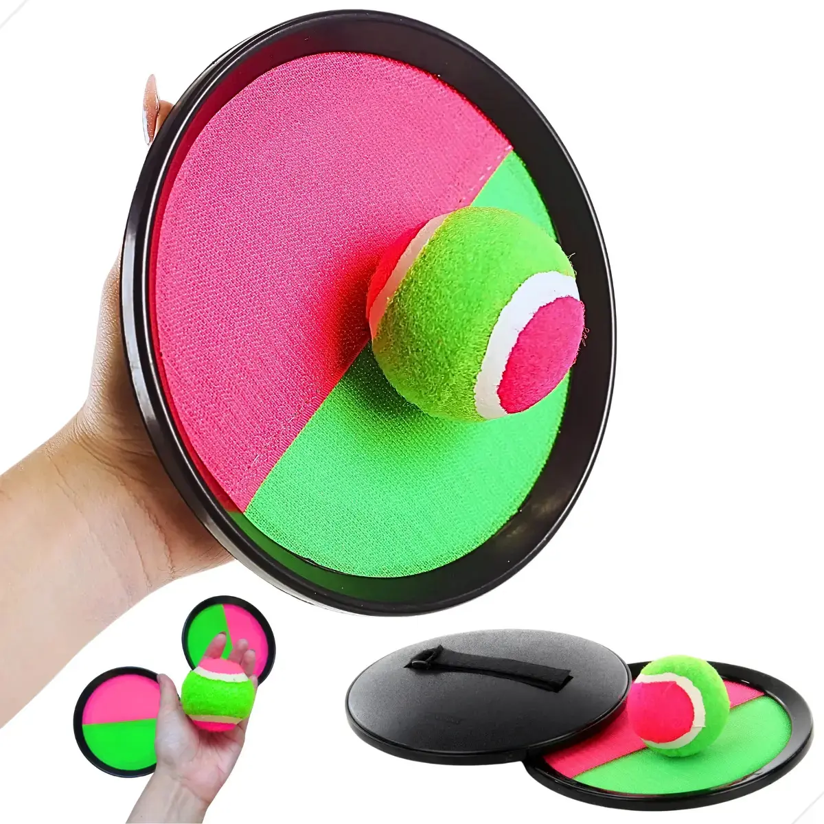 Jogo Raquete Brinquedo Infantil Praia Pega Bolinha Veludo Divertido - 1