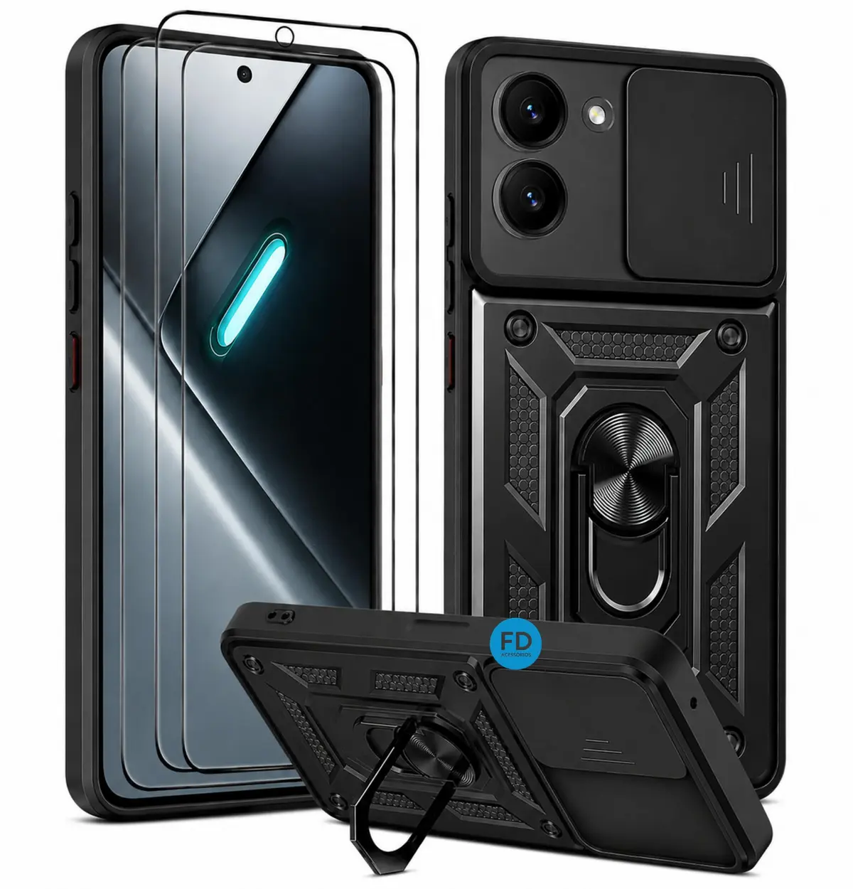 Capinha Capa para Poco X8 Pro + Duas Películas em Cerâmica - FD | Capa Anti Impacto Militar para Poco X8 Pro + 2 Películas de Cerâmica