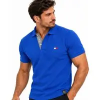 Camisa Polo Masculina FMF Bordado França Casual Premium Azul - 1