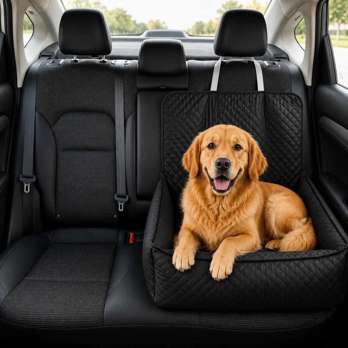 Kit Cama Pet Capa Protetora Banco Traseiro Carro 2 em 1+ Colchonete Grande (Liso Preto) - 1