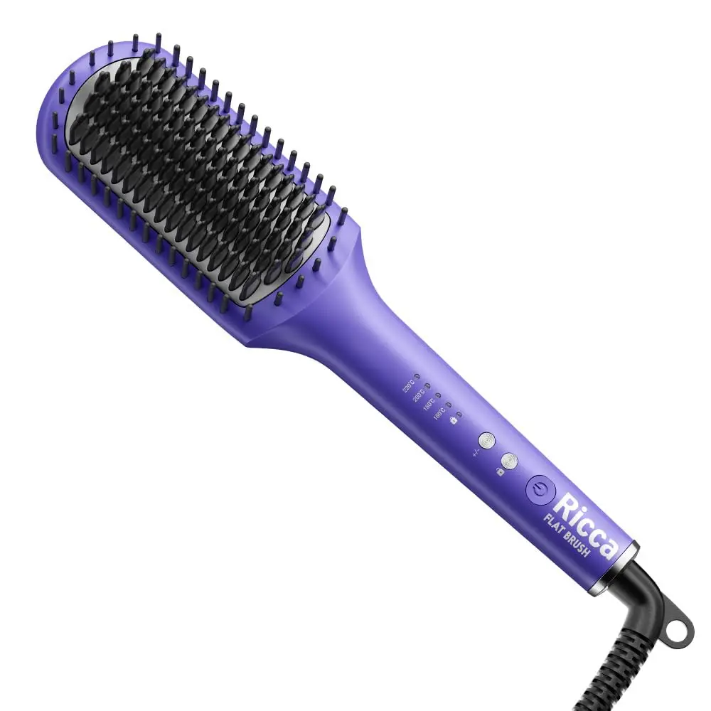 Escova Alisadora Ricca, Roxo, 33,8 cm x 4 cm | Modeladora, Tudo em uma só - 1