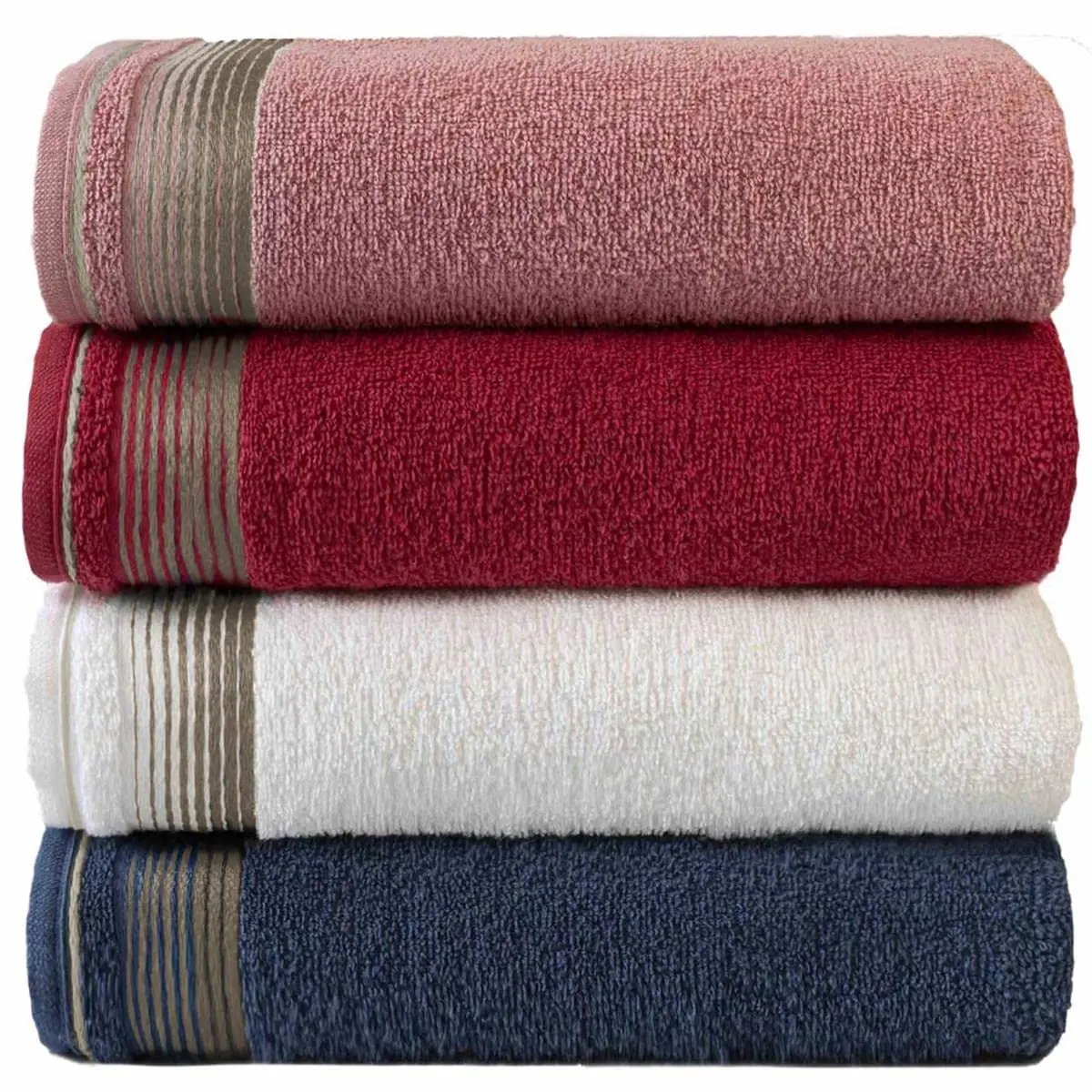 Kit Com 4 Toalhas Banhão Gigante Alta Absorção Sublime 70x150cm - KIT 5 (Rosa/Terracota/Branco/Azul)