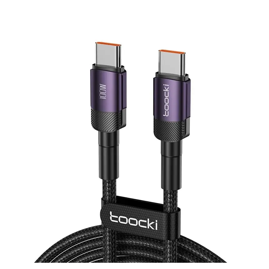 Toocki Cabo USB-C para USB-C 100W 6A Carregamento Rápido (Roxo, 2 Metros) | Compatível MacBook, Android, Switch, Notebooks e Tablets. Nylon Trançado, Conector Alumínio. Chip Inteligente de Proteção.